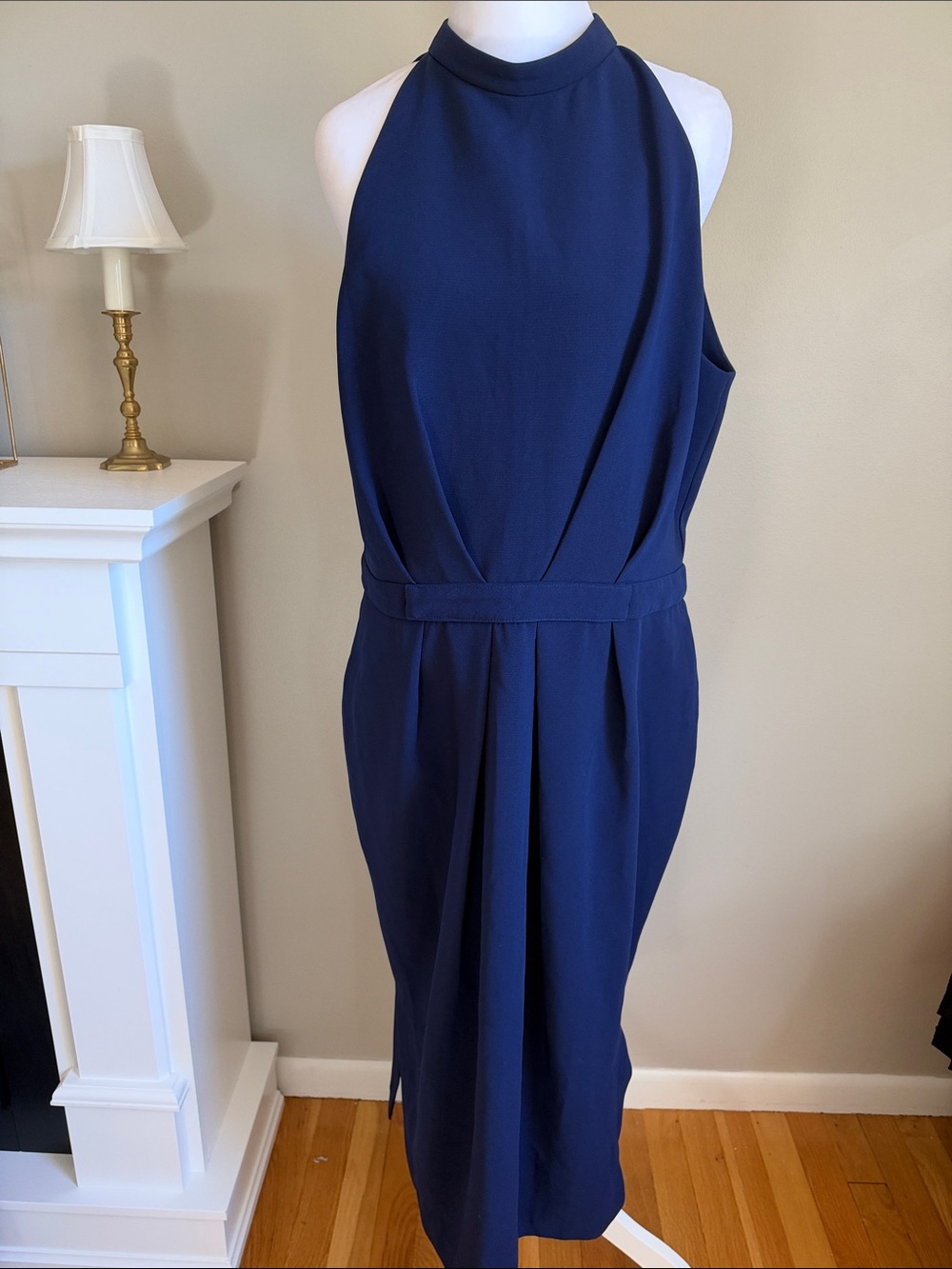 Cooper St High Neck Drape Dress in Navy, Sz 12